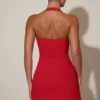 Rochie mini A-line cu decolteu halter și detaliu inimă Lenore, roșie