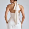 Rochie mini A-line cu decolteu în cruce Lisbeth, culoare ivoriu
