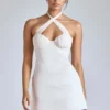 Rochie mini A-line cu decolteu în cruce Lisbeth, culoare ivoriu