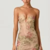 Rochie mini A-line cu decolteu în formă de inimă și ornamente Harlie, în roz Hotfix