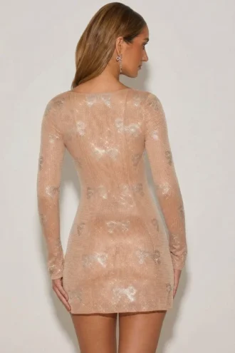 Rochie mini A-line cu decolteu în formă de inimă și ornamente Odelie, culoare migdală Rochie mini A-line cu decolteu în formă de inimă și ornamente Odelie, culoare migdală