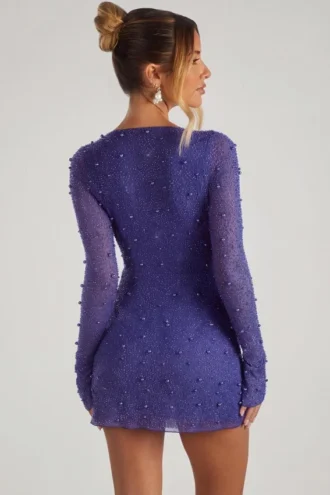 Rochie mini A-line cu decupaj și ornamente Chelsea, albastru închis Rochie mini A-line cu decupaj și ornamente Chelsea, albastru închis