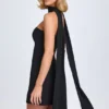 Rochie mini A-line cu detalii eșarfă Cecilia, negru Rochie mini A-line cu detalii eșarfă Cecilia, negru