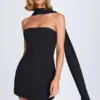 Rochie mini A-line cu detalii eșarfă Cecilia, negru Rochie mini A-line cu detalii eșarfă Cecilia, negru