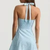 Rochie mini A-line cu gât halter Nerine, cu imprimeu floral albastru Rochie mini A-line cu gât halter Nerine, cu imprimeu floral albastru