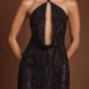 Rochie mini A-line cu guler halter și decorațiuni Zelinda, negru Rochie mini A-line cu guler halter și decorațiuni Zelinda, negru
