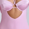 Rochie mini A-line cu guler tip cowl Mirabel în roz pal Rochie mini A-line cu guler tip cowl Mirabel în roz pal