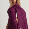 Rochie mini A-line cu o mânecă Angelie Devoré în culoarea Berry Purple