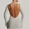 Rochie mini A-line cu spate decupat și ornamente Grazina, albă Rochie mini A-line cu spate decupat și ornamente Grazina, albă