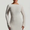 Rochie mini A-line cu spate decupat și ornamente Grazina, albă Rochie mini A-line cu spate decupat și ornamente Grazina, albă