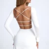 Rochie mini A-line cu spate decupat Tansy, alb Rochie mini A-line cu spate decupat Tansy, alb