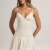 Rochie mini A-line cu volane din modal Kelbie, cu imprimeu floral