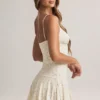 Rochie mini A-line cu volane din modal Kelbie, cu imprimeu floral