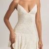 Rochie mini A-line cu volane din modal Kelbie, cu imprimeu floral