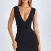 Rochie mini A-line cu volane Leya Modal, negru Rochie mini A-line cu volane Leya Modal, negru