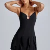 Rochie mini A-line cu volane Piera, negru Rochie mini A-line cu volane Piera, negru