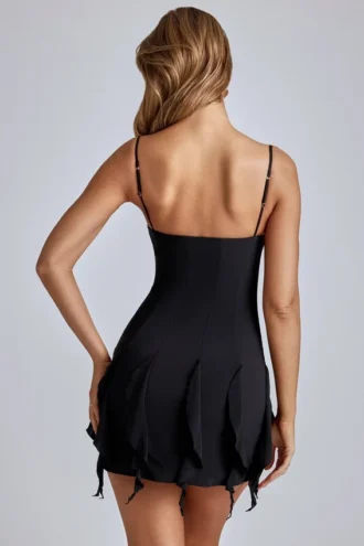 Rochie mini A-line cu volane Piera, negru Rochie mini A-line cu volane Piera, negru