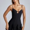 Rochie mini A-line cu volane Piera, negru Rochie mini A-line cu volane Piera, negru