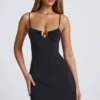 Rochie mini A-line Deia cu detalii metalice, negru