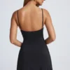 Rochie mini A-line Deia cu detalii metalice, negru