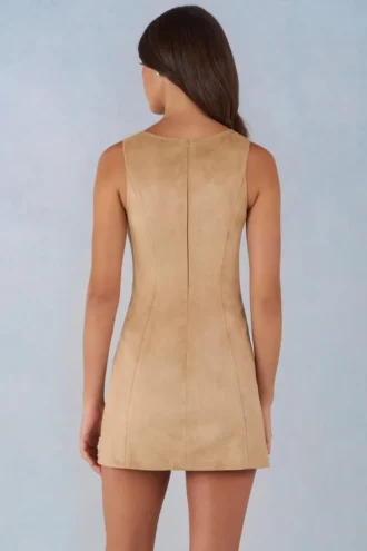 Rochie mini A-line din imitație de piele de căprioară Amielle, culoare bej Rochie mini A-line din imitație de piele de căprioară Amielle, culoare bej