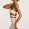 Rochie mini A-line din jersey texturat cu decupaje, model Azzurra, culoare ivoriu