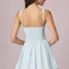 Rochie mini A-line Marissa cu detaliu fundă, în dungi albastru pudră