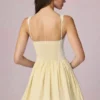 Rochie mini A-line Marissa cu detaliu fundă, în dungi galben lămâie