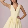 Rochie mini A-line Marissa cu detaliu fundă, în dungi galben lămâie