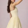 Rochie mini A-line Marissa cu detaliu fundă, în dungi galben lămâie