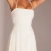 Rochie mini A-line Salerno cu ornamente, în culori multiple, de culoare albă