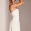 Rochie mini A-line Salerno cu ornamente, în culori multiple, de culoare albă
