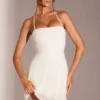 Rochie mini A-line Salerno cu ornamente, în culori multiple, de culoare albă