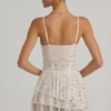 Rochie mini albă cu volane și ornamente Orren Rochie mini albă cu volane și ornamente Orren