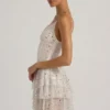 Rochie mini albă cu volane și ornamente Orren Rochie mini albă cu volane și ornamente Orren