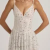 Rochie mini albă cu volane și ornamente Orren Rochie mini albă cu volane și ornamente Orren