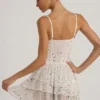 Rochie mini albă cu volane și ornamente Orren Rochie mini albă cu volane și ornamente Orren