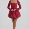 Rochie mini Aletta cu tiv bufant și decorațiuni, roșie Rochie mini Aletta cu tiv bufant și decorațiuni, roșie