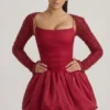Rochie mini Aletta cu tiv bufant și decorațiuni, roșie Rochie mini Aletta cu tiv bufant și decorațiuni, roșie