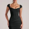 Rochie mini Alva cu decolteu în formă de inimă, negru Rochie mini Alva cu decolteu în formă de inimă, negru