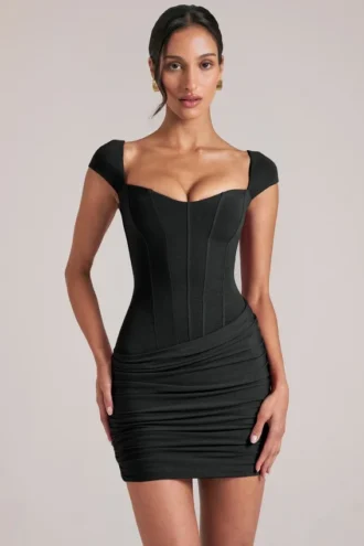 Rochie mini Alva cu decolteu în formă de inimă, negru Rochie mini Alva cu decolteu în formă de inimă, negru