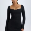 Rochie mini Alvie din modal, cu straturi și croi în A, în negru