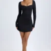 Rochie mini Alvie din modal, cu straturi și croi în A, în negru