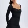 Rochie mini Alvie din modal, cu straturi și croi în A, în negru