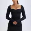 Rochie mini Alvie din modal, cu straturi și croi în A, în negru
