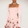 Rochie mini asimetrică cu aplicații decorative Lumiki, roz Rochie mini asimetrică cu aplicații decorative Lumiki, roz