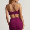 Rochie mini asimetrică din jersey texturat Zephyr în violet fructe de pădure