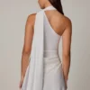 Rochie mini asimetrică Kiraz cu detaliu eșarfă, în culoarea alb Rochie mini asimetrică Kiraz cu detaliu eșarfă, în culoarea alb