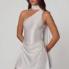 Rochie mini asimetrică Kiraz cu detaliu eșarfă, în culoarea alb Rochie mini asimetrică Kiraz cu detaliu eșarfă, în culoarea alb