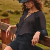 Rochie mini Avalon cu mâneci balon și șireturi, în negru Rochie mini Avalon cu mâneci balon și șireturi, în negru